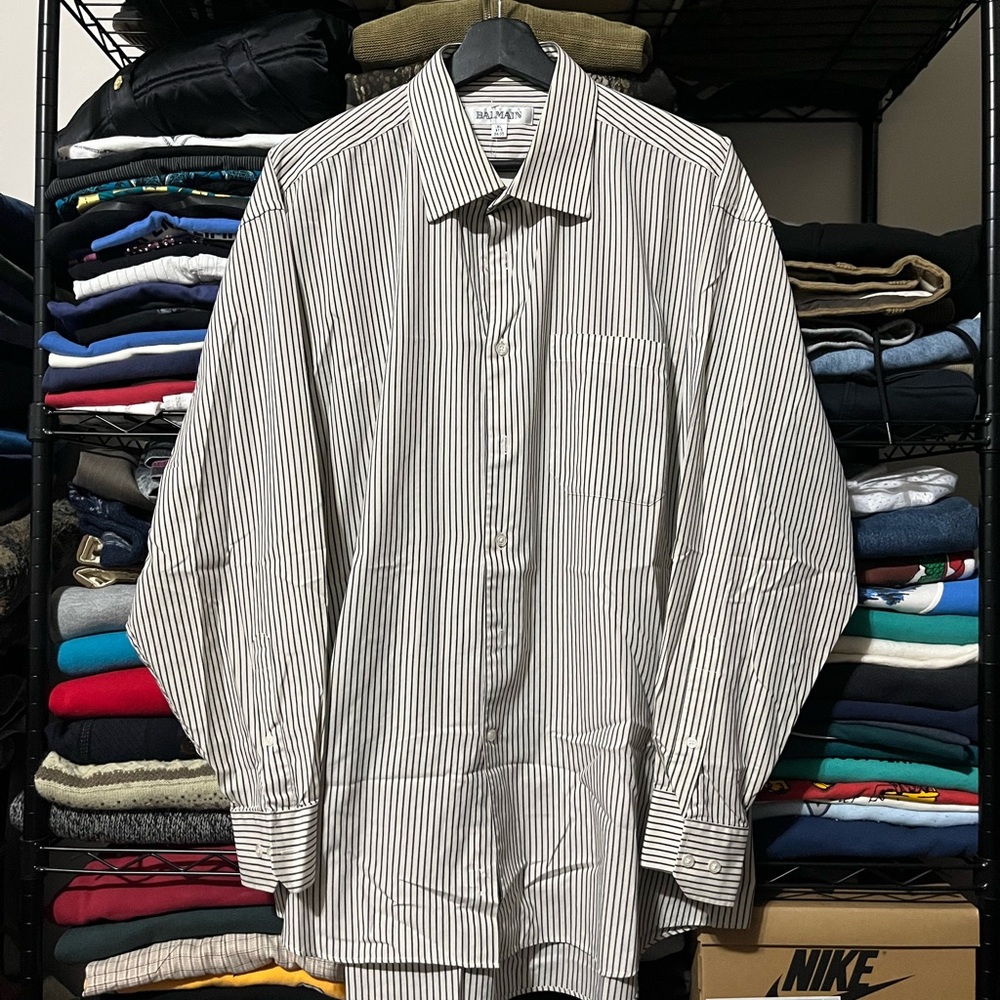 Balmain Monochrome Striped Men's Shirt